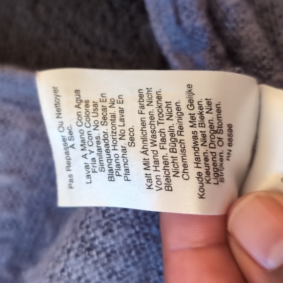 DKNY| Blue Large Cowl Neck Long Sleeve Sweater Acrylic Polyester Blend - Picture 14 of 16